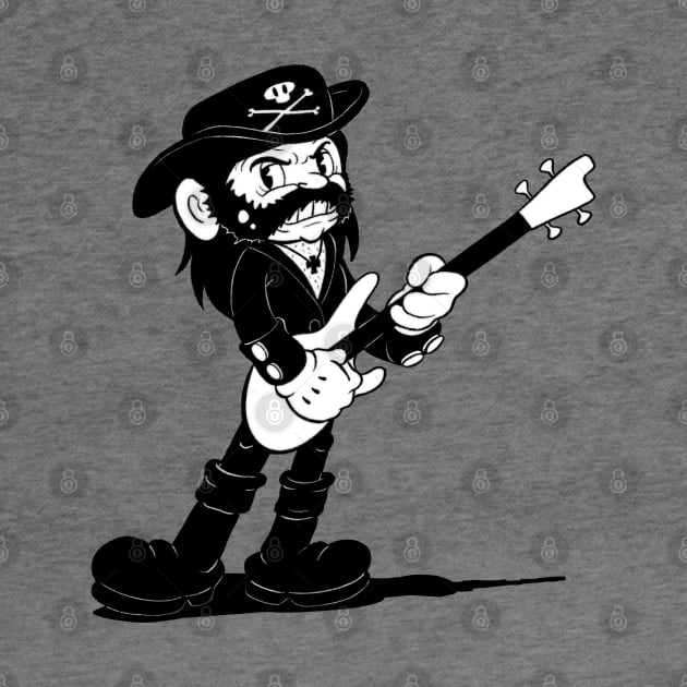 Lemmo rock star in the 1930s rubber hose cartoon cuphead style by Kevcraven